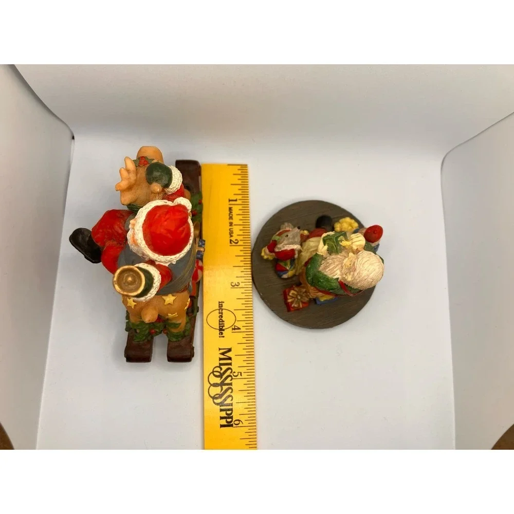 Christmas Santa‎ Figures Lot of 2 Rocking Reindeer Workshop Vintage St. Nick